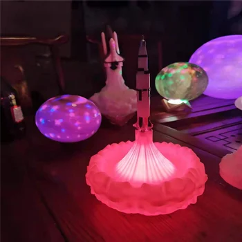 16 spalvų 3D raketų lempos nuotolinio valdymo kosmoso naktį šviesos diodų (led) USB įkrovimo namų lovos dekoro dovana vaikams dropship