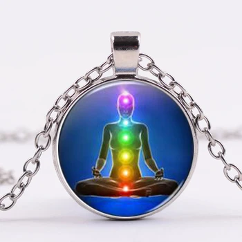 7 Čakra Reiki Healing Karoliai Buda Jogos Meditacija Yin Yang Mandala Pendant Crystal Grandinės Om Simbolis Pareiškimą Papuošalai