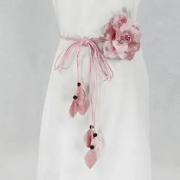 Atsitiktinis Rišti Juosmens Grandinės Suknelės Lady Plonas Juosmens Diržas Ilgai Kutas Nerijos Juostos Elegantiška, Rankų Darbo Dideli Dekoratyvinių Gėlių