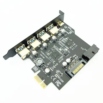 PCI Express USB 3.0 Išplėtimo Kortelės Adapteris, PCI-E, USB 3.0 HUB Valdiklis su 15Pin Maitinimo USB3.1 Tipas-C PCIE Extender Kortelės