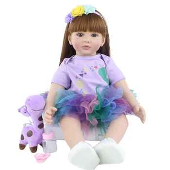 BZDOLL 60cm Minkšta Šluoste, Kūno Silikono Atgimsta Vaikiška Lėlė Princesė Mergina 24inch Kaip Nekilnojamojo Kūdikių Žaisti Žaislų Namai