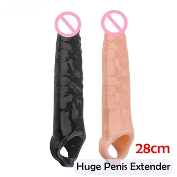28cm Daugkartinio naudojimo Varpos Rankovė Didelis Penis Extender Prezervatyvą Gaidys Pratęsimo Dick Enlargemen Sekso žaisliukai Vyrams Plėtros Laikui
