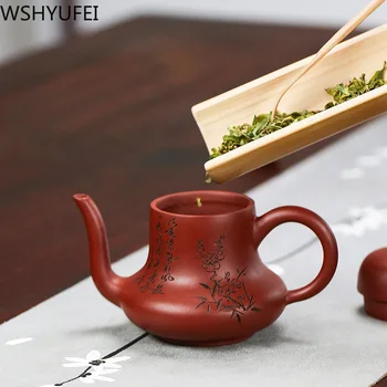 Yixing arbatinukas zisha arbatos puodą Raw rūdos Violetinė purvo rankų darbo virdulys raudonos molio drinkware individualų dovanos autentiški 130ml