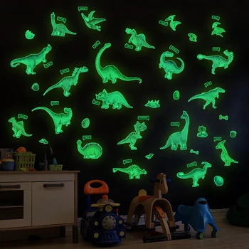 3d švyti tamsoje dinozaurų siena lipdukas kūdikio kambario lipni šviesos animacinių filmų dino vaikų darželio sienos lipdukas
