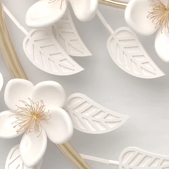 Pasirinktinius Nuotraukų Sienų Tapetai Modernus Aukso Medžio Šakos Baltos Gėlės 3D Iškilumo Miegamojo Kambarį, TV Foną, Sienų Freskomis