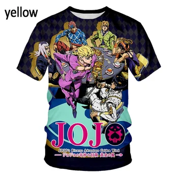 Spausdintas Kvėpuojantis T-shirt Vasaros Vyrų/moterų Gatvės Apvalios Kaklo marškinėliai Klasikinis Japonų Anime Kujo Jotaro 3D Viršūnes Tipas