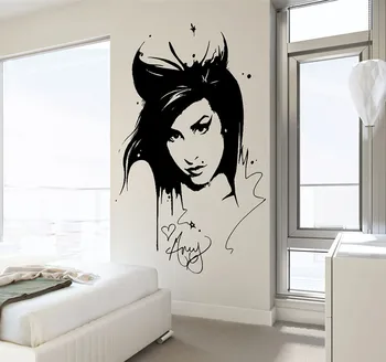 Amy Winehouse Sienos Lipdukas Lipdukas Plaukų Grožio Salonas Vinilo Interjero Namų Dekoro Freskos Nuimamas Kambarį Dekoro Lipduko YO-133