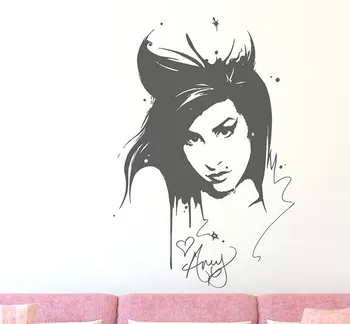 Amy Winehouse Sienos Lipdukas Lipdukas Plaukų Grožio Salonas Vinilo Interjero Namų Dekoro Freskos Nuimamas Kambarį Dekoro Lipduko YO-133