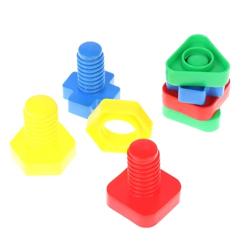 4 Poros Varžtų Blokai Plastiko Įterpti Blokus, Riešutų Forma Žaislai Vaikams Švietimo Žaislai Montessori Modeliai