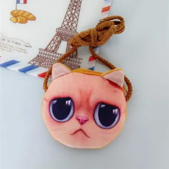 3D Cute Girl Piniginės Maišelį Gyvūnų Veido Zip Mini Katė Monetų Piniginės Pliušinis Šuo, Katė Rankinėje Vaikų Mažų Monetų Dėklas Karšto