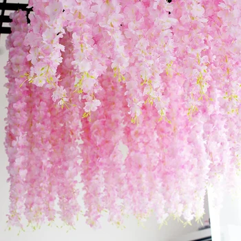 Dirbtinių Gėlių Vynuogių Orchidėjos Gėlių String Rankų Darbo Kabinti Girliandą Vestuvių Namų, Sodo Puošmena Kabo Girliandą Sienos