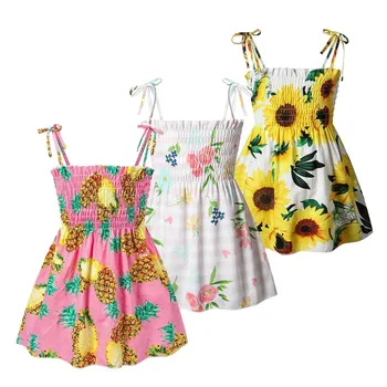 Gėlių Suknelės Mergaitėms Vasaros Drabužių Grynos Medvilnės Paplūdimio Suknelė Vaikų Mados Suknelė Plonas Mergaitės Ins Stiliaus Suspender 2-6 Metai