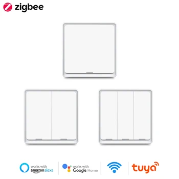 Tuya Zigbee Smart Switch Nėra Neutralus Laidas ES 220V Belaidžio Mygtuką, Šviesos Jungikliai Smart Home Paramos Zigbee2mqtt Alexa 