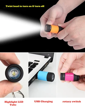 USB Įkrauti Žibintuvėlis Mini Nešiojamieji LED Šviesos Vandeniui Ultra Bright Pusės Lempa Už Namo Lauko Veiklą, ekstremalių Situacijų
