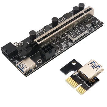 PCIE Riser 1x Iki Express 16x Pratęsimo 6Pin Varomas Stovo Adapteris Kortelę Su Temperatūros Jutiklis Bitcoin GPU Kasybos Vaizdo plokštė