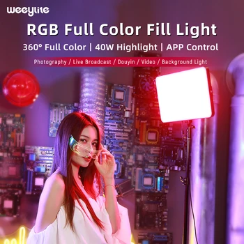 Weeylite sprite40 RGB APP Kontrolės LED Šviesos Spalvotas Fotografija Apšvietimo Lempa 