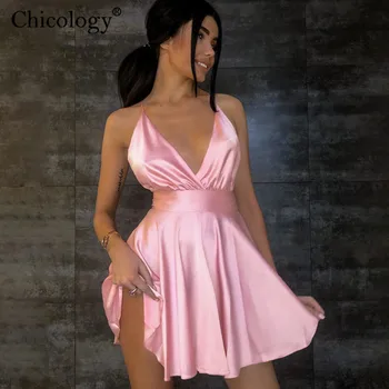 Chicology backless lankas-mazgas seksualus šalis mini suknelė 2020 m. vasarą moterys plonas dirželis trumpą aprangą festivalio klubas drabužių streetwear