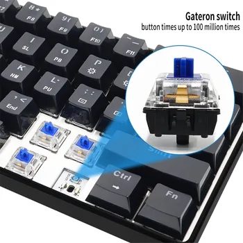 Ašis GK61 Klavišą Žaidimai Gateron Jungiklis RGB Žaidimas, Mechaninė Klaviatūra, Optine Ašimi Can USB Tipas-c, Įdėta Kabelis Mechaninė IP68