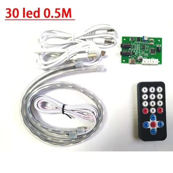 1.5 Metrų Garso ir Muzikos Dažnių Lygio Indikatorius Dual 30/60/90 LED Spalvingas Lankstus, Minkštas juostos Garso Valdymas Balsu Nuotolinis Valdymas