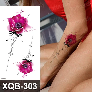 Laikina tatuiruotė mielas gyvūnų, gėlių, paukščių gyvatė povas, tatuiruotė lipdukai mergaičių, moterų kūno menas seksualus, tatuiruotė akvarelė netikrą tatoos