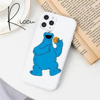 Sezamų Cookie Monster Elmo Telefono dėklas skirtas Iphone 12 11 Pro Max Mini XS 8 7 6 6s Plus X XR Candy Baltas Silikoninis Atvejais Dangtis