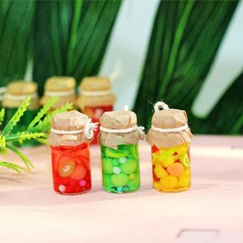 3Pcs Miniatiūriniai Lėlių Konservuotų vaisių Rinkinys Žaislas, Lėlė Maisto Virtuvės Reikmenys Lėlių Lipdukai Naujas