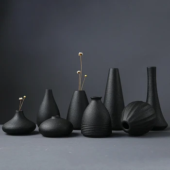 Šiuolaikinės Juodosios Keramikos Sausų Gėlių Vaza Sodinamoji Puodą, Virtuvė, Gyvenamasis Kambarys Dekoro