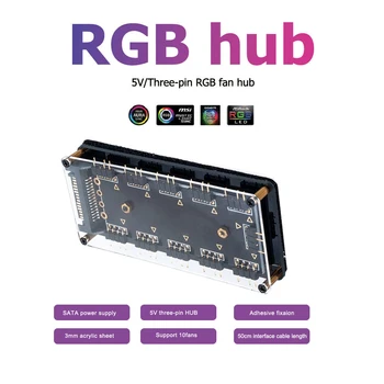 5V 3-pin RGB 10 Stebulės Splitter SATA Maitinimo 3pin ARGB Adapteris Pratęsimo Kabelis ASUS 