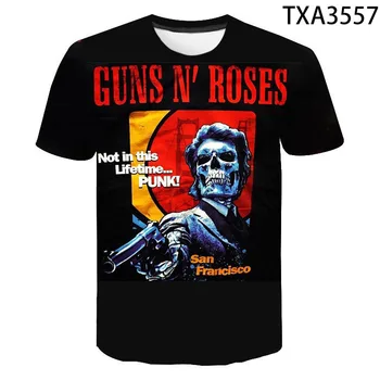 2020 Naujas Guns N Roses, 3D Atspausdintas Marškinėliai Vyrams, Moterims, Vaikams, Vasaros Mados Trumpas Rankovės Tshirts Atsitiktinis Berniukas Mergaitė Vaikai Viršūnes Tee