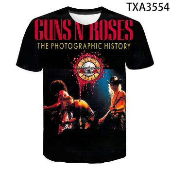 2020 Naujas Guns N Roses, 3D Atspausdintas Marškinėliai Vyrams, Moterims, Vaikams, Vasaros Mados Trumpas Rankovės Tshirts Atsitiktinis Berniukas Mergaitė Vaikai Viršūnes Tee