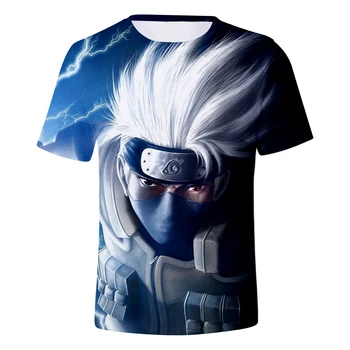 2021 Vasaros vyriški marškinėliai Atsitiktinis Didelio Dydžio 3D Spausdinimo Japanese Ninja Anime Kakashi Sasuke Vaikų Viršų