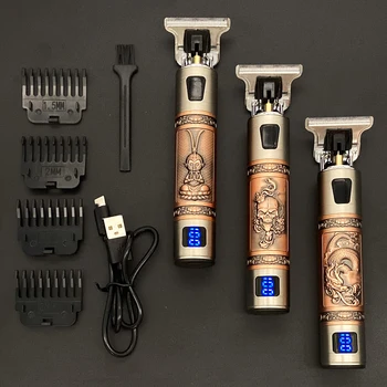 2021 USB T9 Plaukų Clipper Profesionalūs Elektriniai plaukų žoliapjovės Kirpykla Skustuvas Žoliapjovės Barzda, 0mm Vyrų Plaukų Pjovimo Staklės vyrams