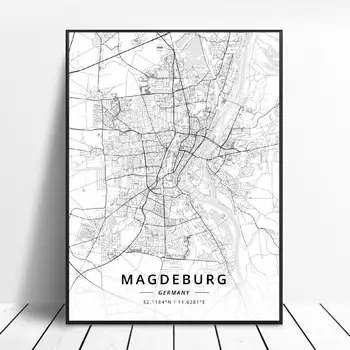 Hd spausdinti Minden Magdeburgo Šv Remscheid Kylio Karlsruhe Vokietija Drobė Meno Žemėlapį Plakatas miegamasis namų dekoro rėmelį