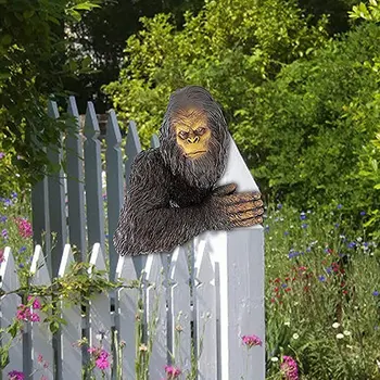 Bigfoot Gorila Drovumas Ape Medžio Statula Žiaurus Ape Skulptūra Tree Hugger Dekoro Sodo Kieme Meno Realistiškas 3D Gorilla Dekoras