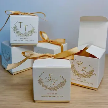 Asmeninį vestuvių skatina Įdegio procesą logotipą Šampano abrikosų raudonųjų saldainių dėžutė dovanos svečių