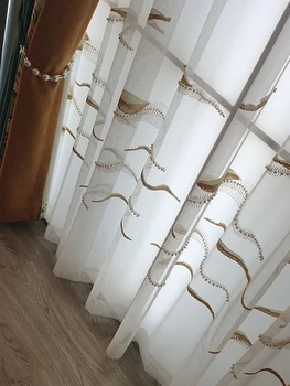 Cortinas Dormitorio Užuolaidų Europos Stiliaus Granulių Vien Už Kambarį Miegamasis Gražus 3d Tiulio Kalnai Modelis Užsakymą