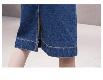 Džinsinio audinio pusė ilgio vidutinio ilgio sijonas paaukštintu liemeniu-line sijonas laukinių prarasti plius dydis moterų drabužiai 200 kg pavasario 2021