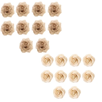 10 Vnt 9 cm Rankų darbo Džiuto Heseno už kanapės Gėlės Rožės Kaimiškas Vestuves Apdailos Šalis 