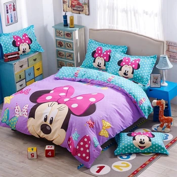 Disney Violetinė Minnie Mouse Patalynės Komplektas Antklode Padengti Pagalvių užvalkalai, Dvyniai, Vieno Vaikams, Dovanos Puošmena Namuose