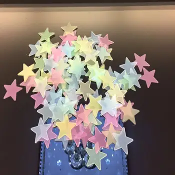100vnt 3D Žvaigždės Švyti Tamsoje Sienų Lipdukai Šviesos Liuminescencinės Sienų Lipdukai Vaikams, Kūdikio Kambarys, Miegamasis Lubų Namų Dekoro