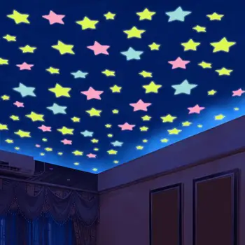100vnt 3D Žvaigždės Švyti Tamsoje Sienų Lipdukai Šviesos Liuminescencinės Sienų Lipdukai Vaikams, Kūdikio Kambarys, Miegamasis Lubų Namų Dekoro