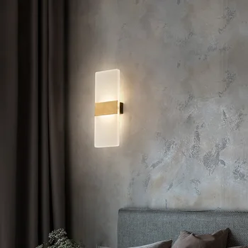 Šiuolaikinės Paprasta Akrilo LED Sienos Lempos Šepečiu Auksas, Sidabras Naktinės Šviesos Kambarį Altoriaus Laiptų Namų Dekoro, Sienų šviestuvai Šviestuvai