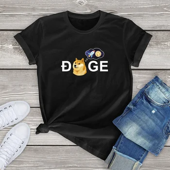 JKLPOLQ Dogecoin Doge HODL Į Mėnulį Kriptografijos Meme Juokinga Unisex Marškinėliai Vyrams ir Moterims trumpomis Rankovėmis Marškinėlius Atsitiktinis Viršūnes Tee