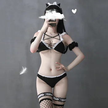 Micro Bikini Mielas Striptizo Apranga Kawaii moteriškas apatinis Trikotažas, Seksualus Katės Anime Kelnaitės Roleplay Kostiumas Moterims Japonijos Erotika Cosplay Karšto