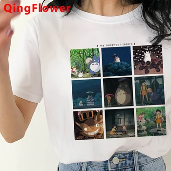 Totoro Studio Ghibli marškinėliai moteriška kawaii balto print t shirt tumblr viršuje tees rūbų, grafinis tees moterų harajuku kawaii