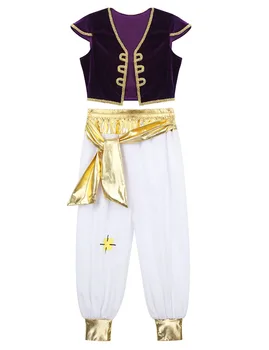 Vaikai Berniukai Arabijos Princas Kostiumas Apranga Bžūp Rankovėmis, Liemenė Liemenė + Kelnės Veiklos Helovinas Roleplay Temą Šalis Dress Aukštyn