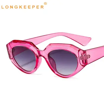 LongKeeper Mados Cat Eye Akiniai Nuo Saulės Moterims Prekės Ženklo Dizaino Ovalo Formos Saulės Akiniai Moterų Classic Vintage Kelionės Vairavimo Oculos De Sol