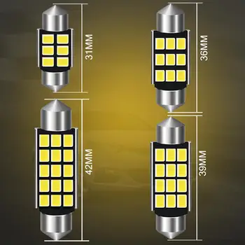 2x C5W Canbus LED Girlianda 31mm 36mm 39mm 42mm automobilių Lemputės Interjero Skaitymo Šviesa Licencijos Plokštės Lempa Balta 6000K NE Klaida