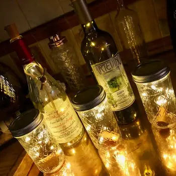 Styginių Led Vyno Butelis Žibintai Su Kamštienos 20 LED Pasakų Žibintai String dega Šalies Kalėdų Vestuvių Juostoje Dekoro Garliava
