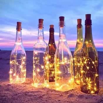 Styginių Led Vyno Butelis Žibintai Su Kamštienos 20 LED Pasakų Žibintai String dega Šalies Kalėdų Vestuvių Juostoje Dekoro Garliava